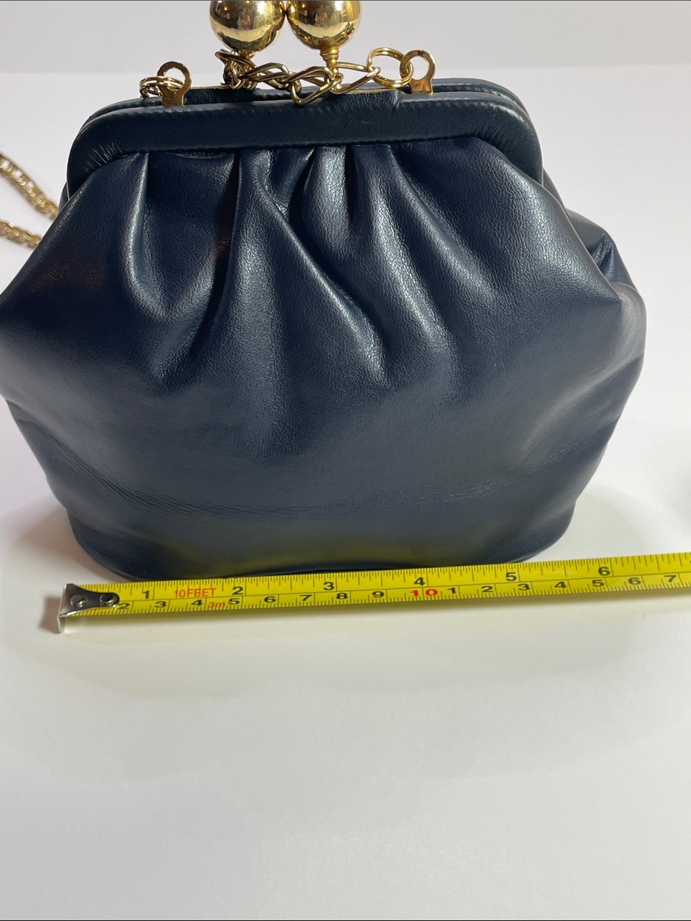 Jeanne Lottie Navy Leather Kiss-Lock Chain Crossbody Bag - Picture 6 of 15